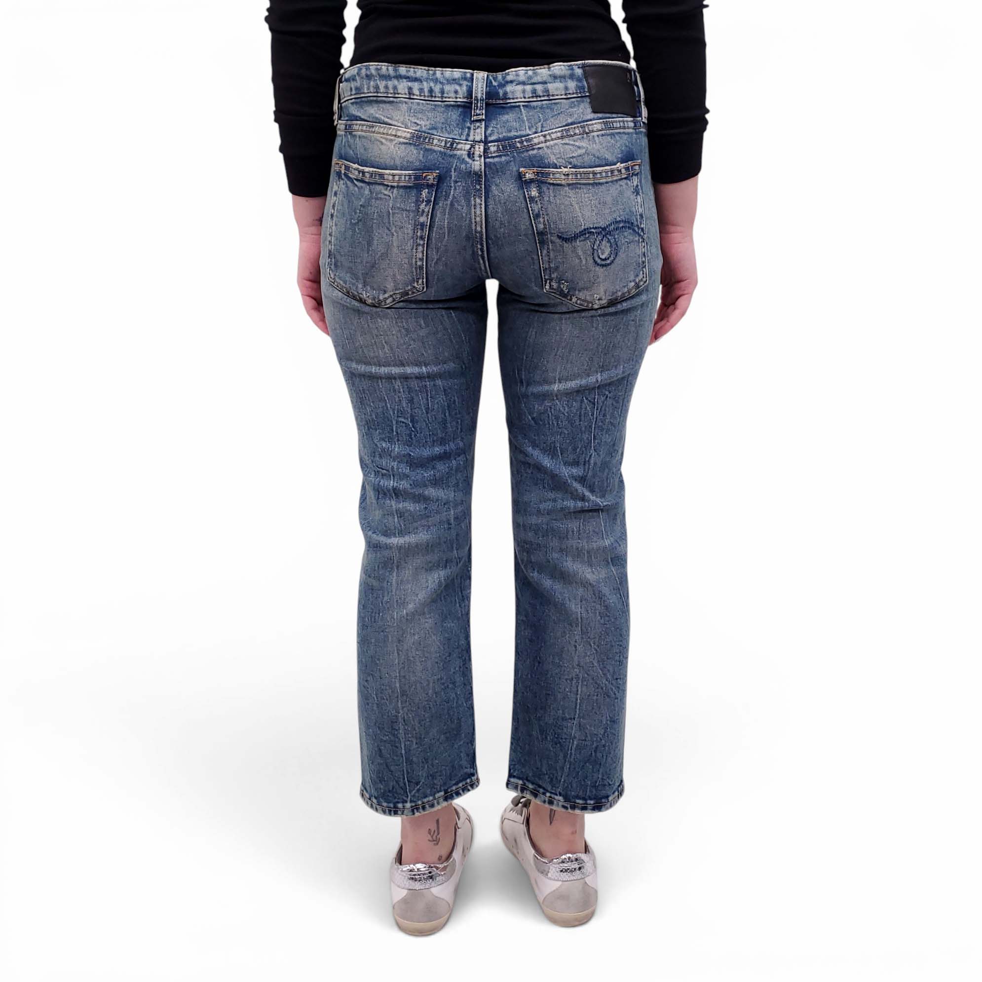 R13 'BOY STRAIGHT' CROPPED JEANS - SIZE 27