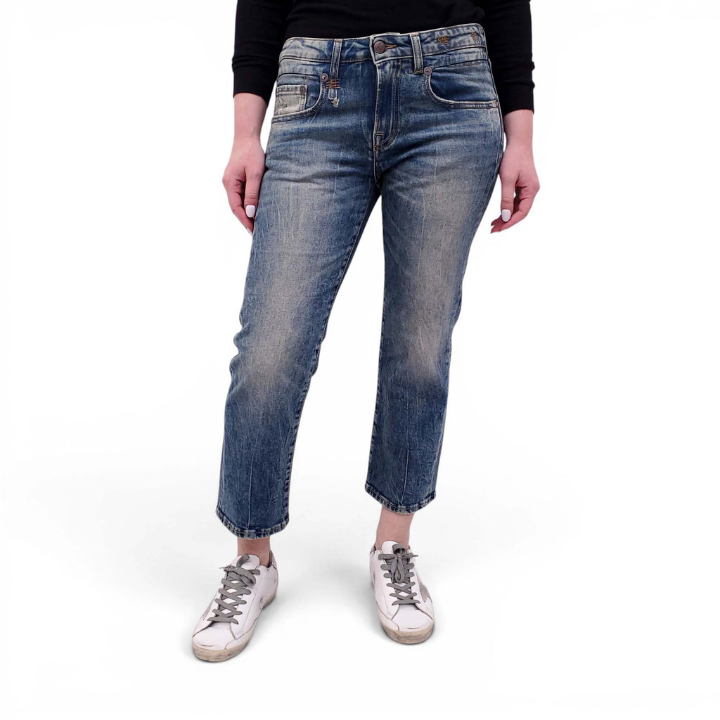 R13 'BOY STRAIGHT' CROPPED JEANS - SIZE 27