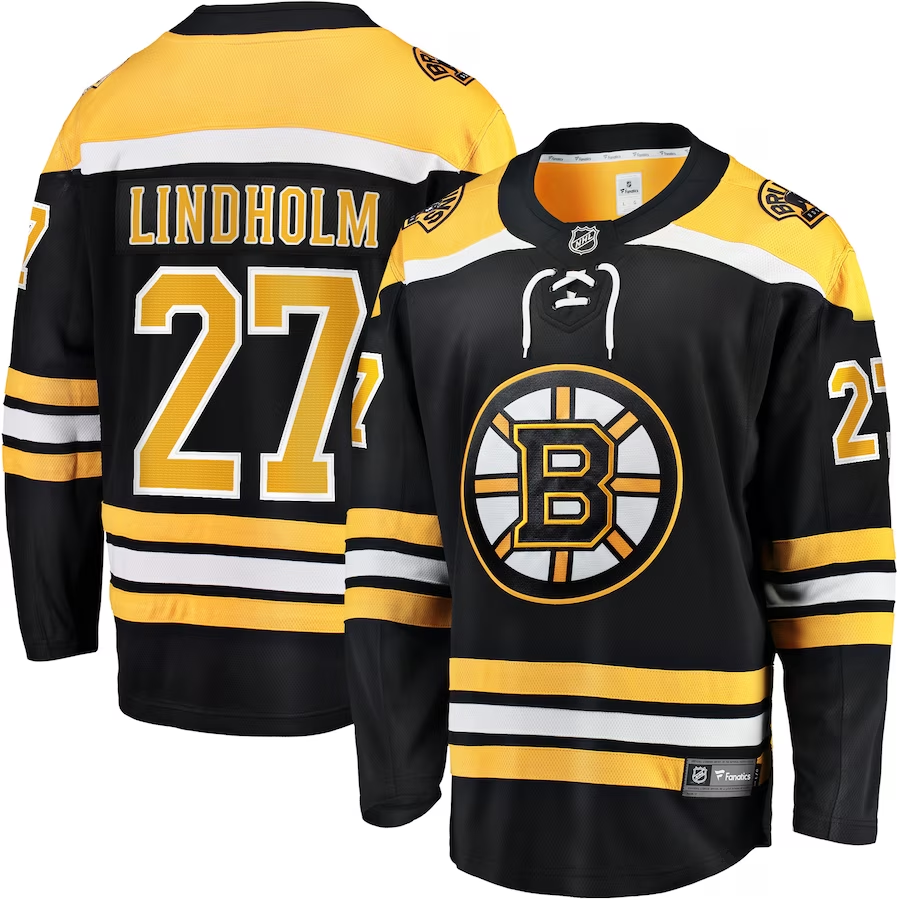 Men's Boston Bruins Hampus Lindholm #27 Black Replica Player jersey