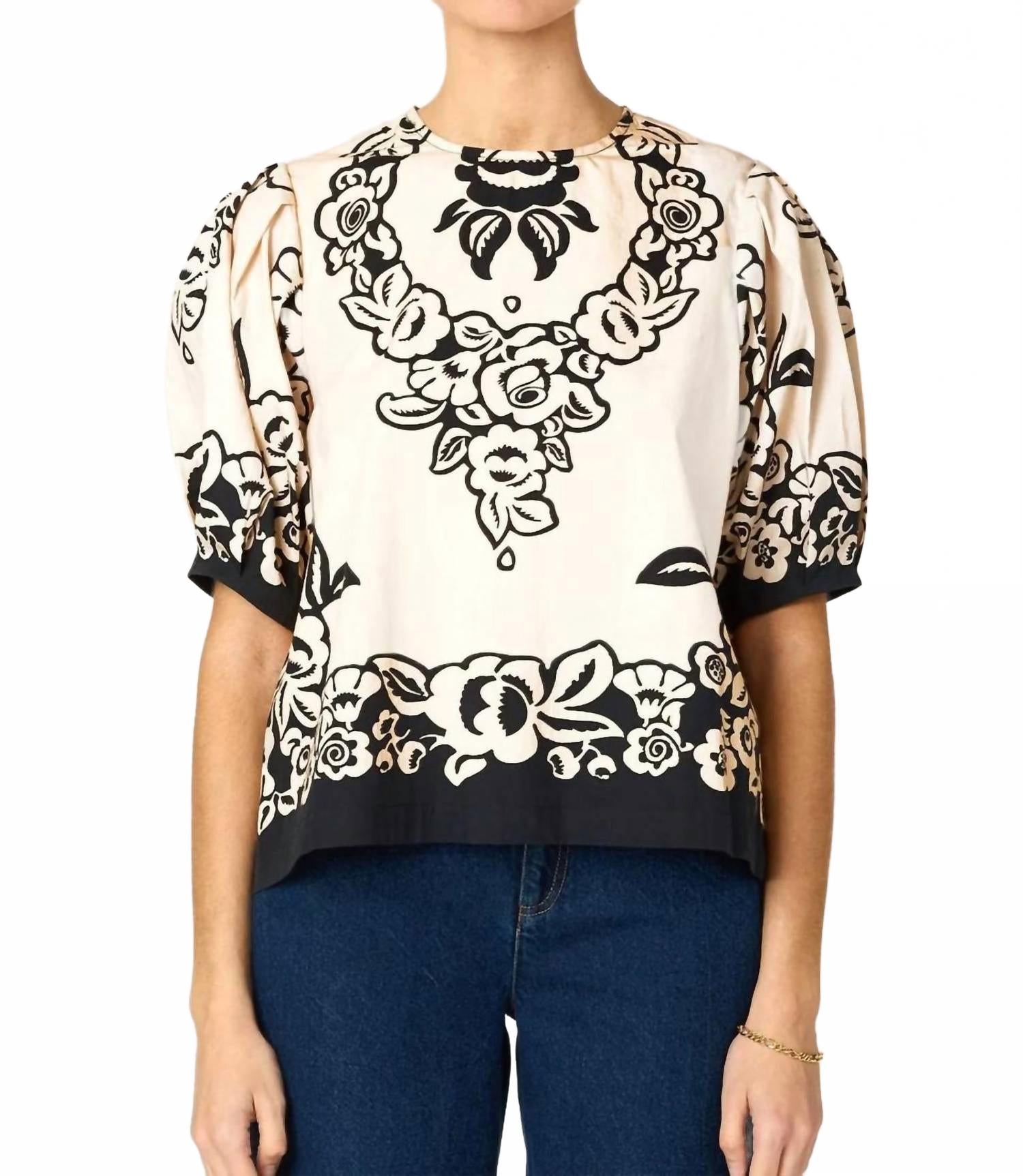 Kinsley Crew Neck Blouse In Botanico Print