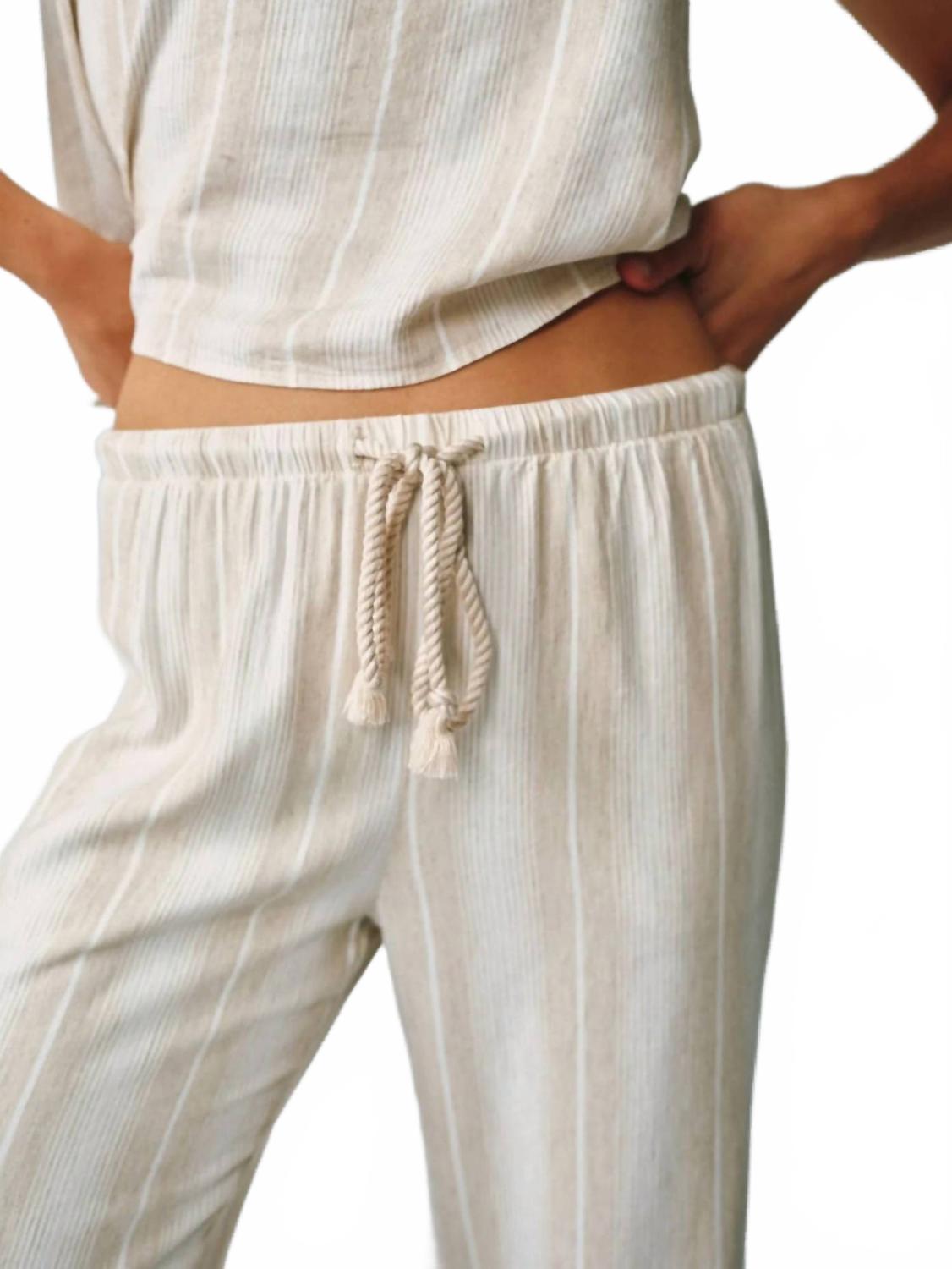 Wide Leg Drawcord Pants In Positano Sand