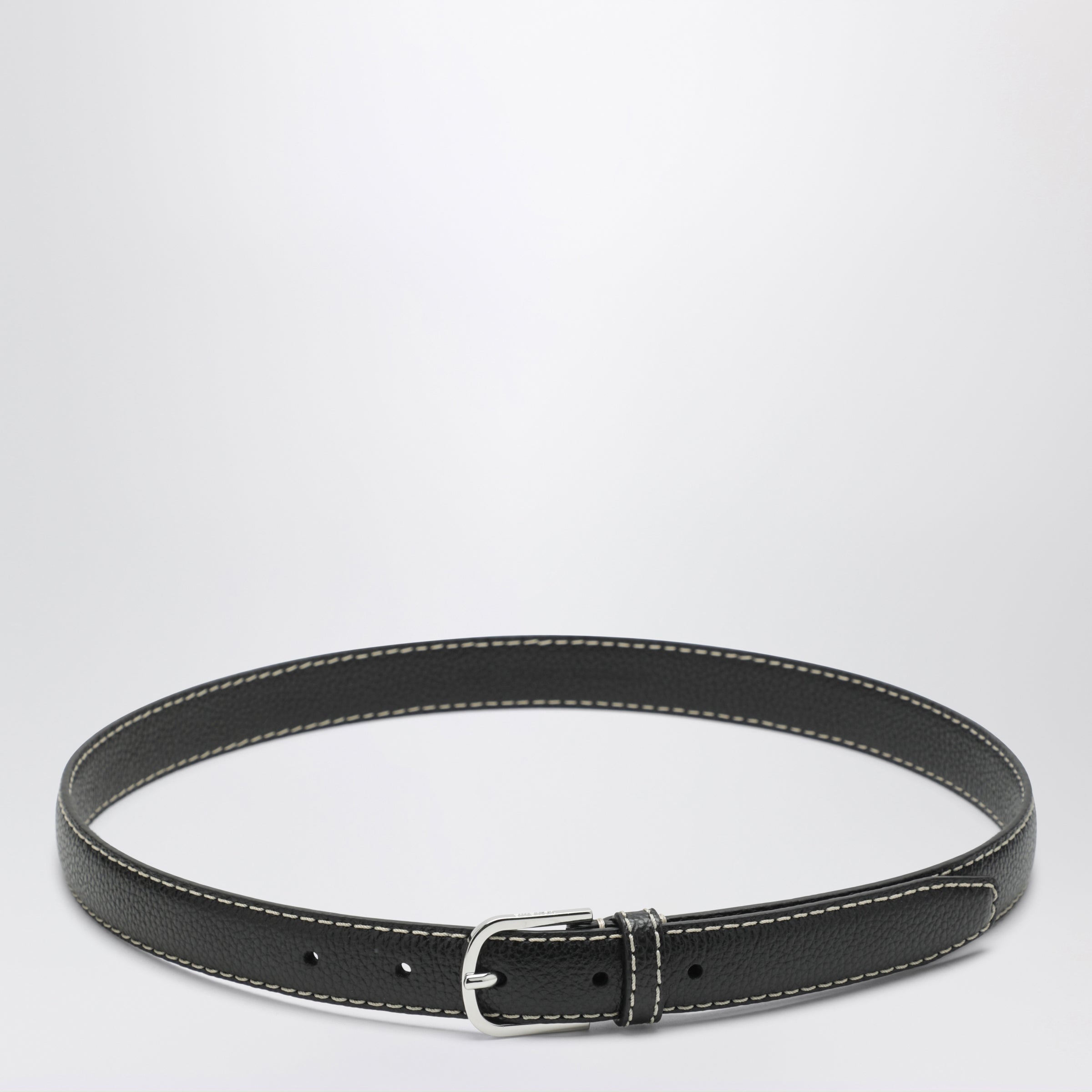Toteme Slim Hammered Leather Belt In Black Women