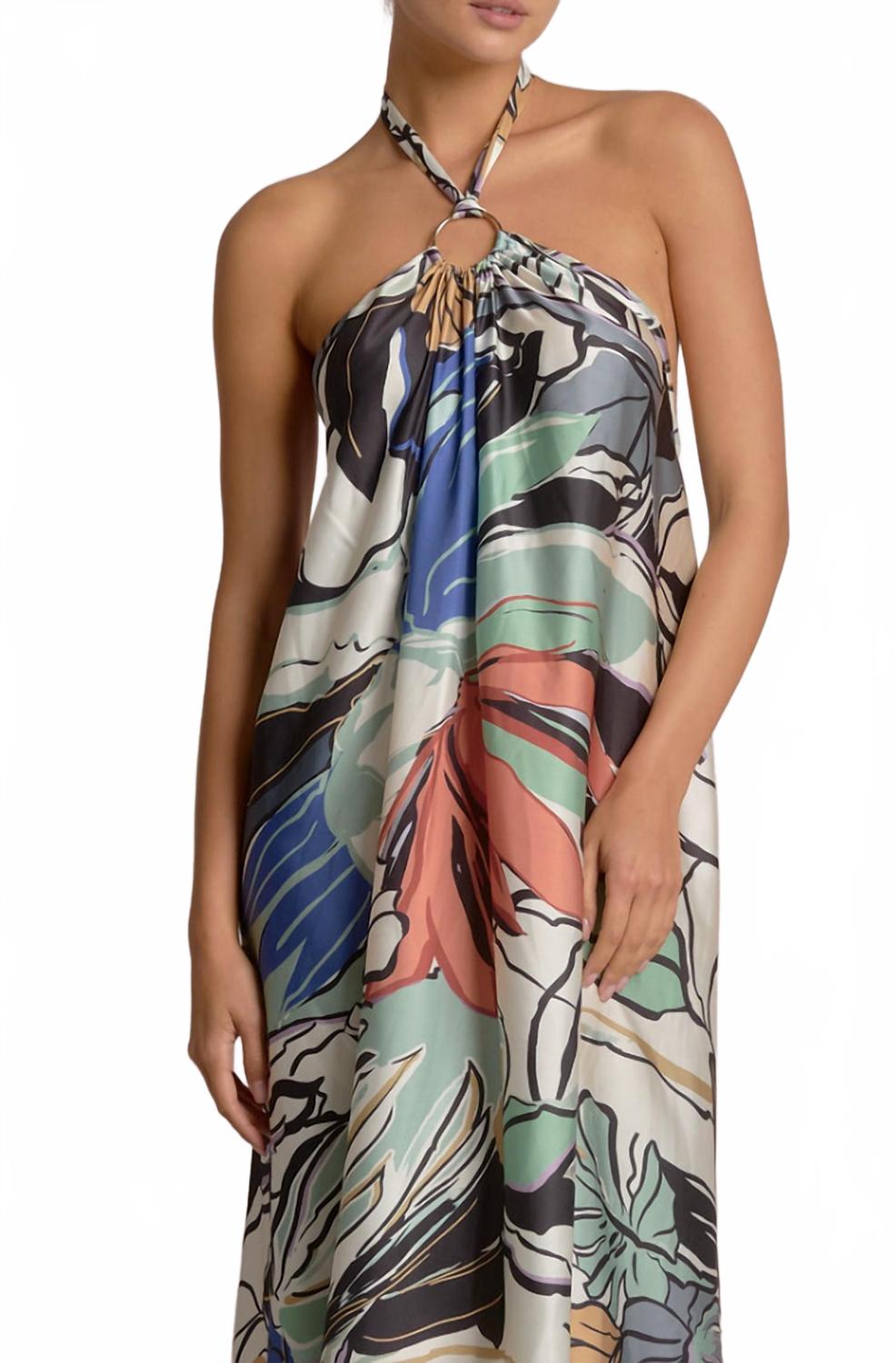 Botanical Halter Maxi Dress In Blue Floral