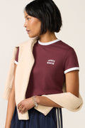 Women's Chest Logo Cropped Ringer T-Shirt