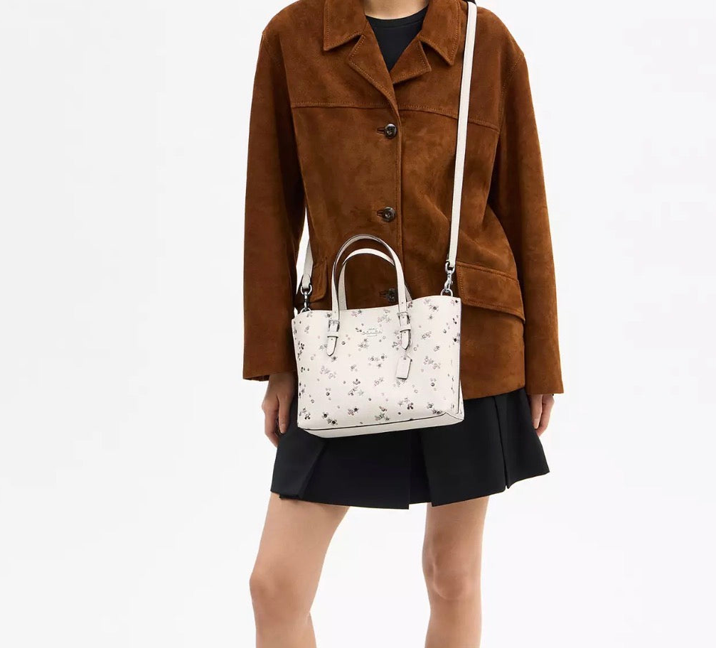 NWT Coach Leather Mollie Tote Bag 25 With Star Print