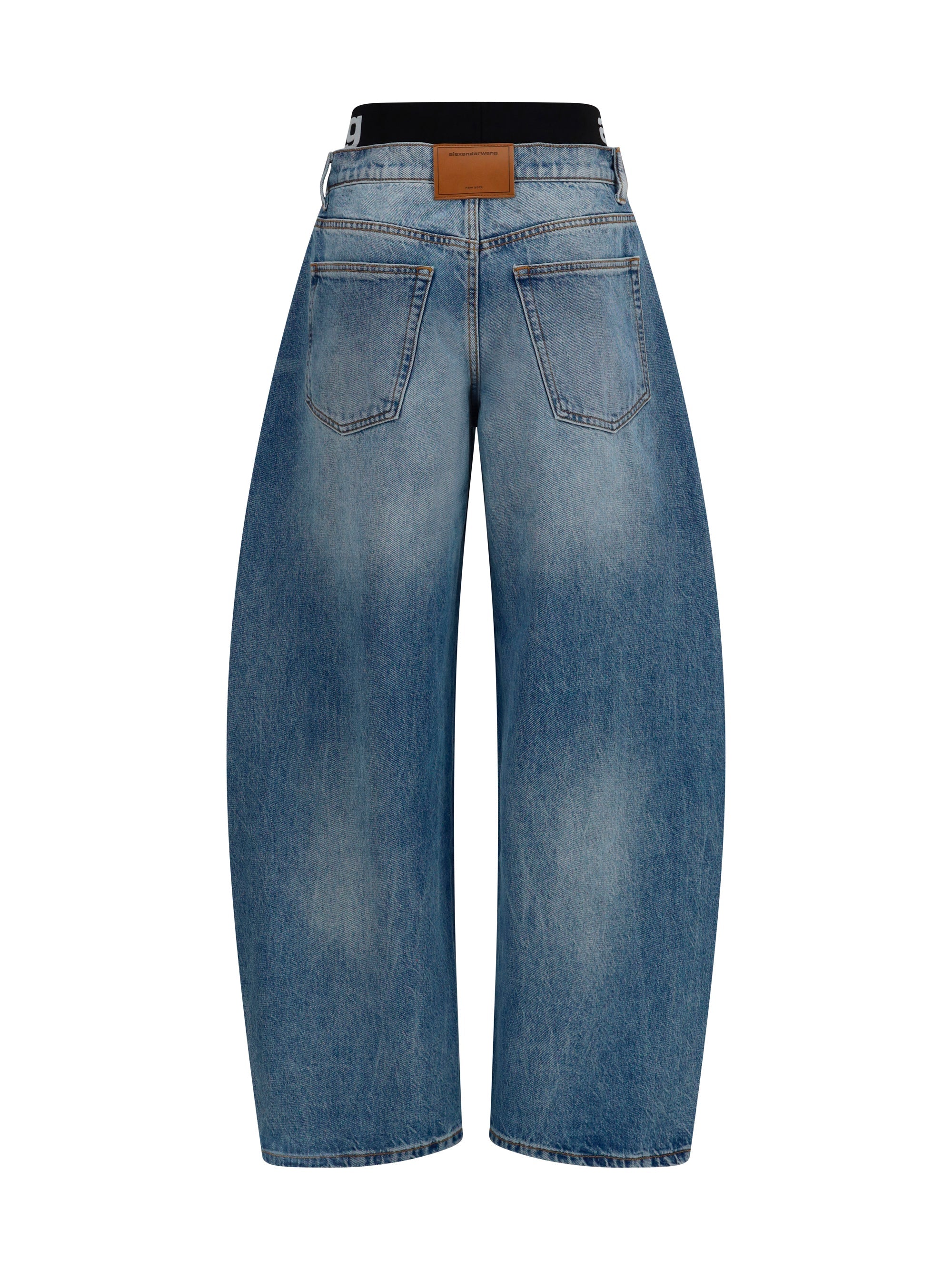 Alexander Wang Women Layered Belt Logo-Waist Jeans