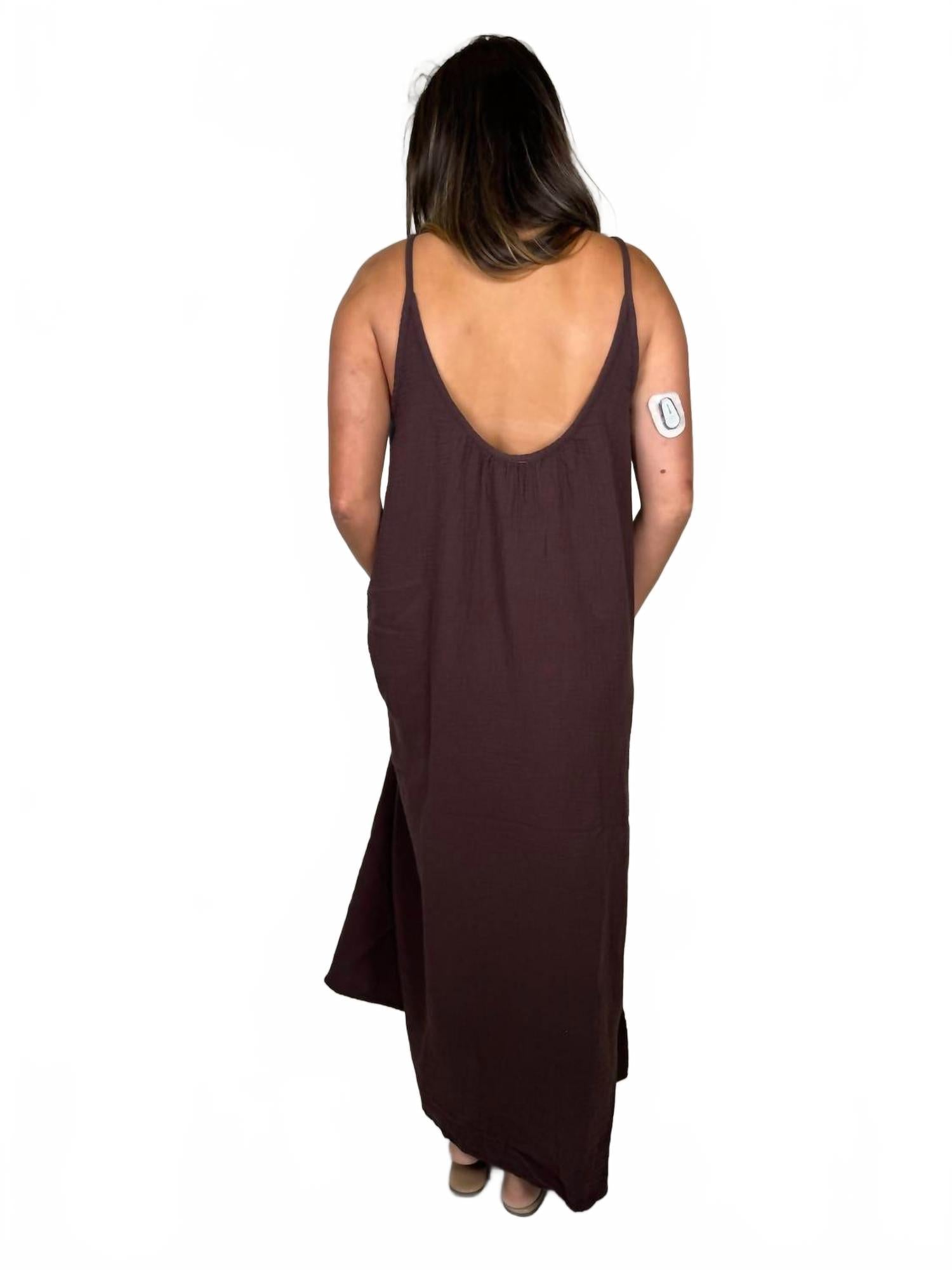 Cami Low Back Maxi Dress In Umber