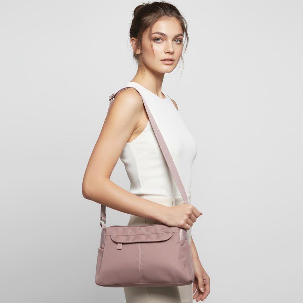 Solid Multi Pocket Crossbody Bag