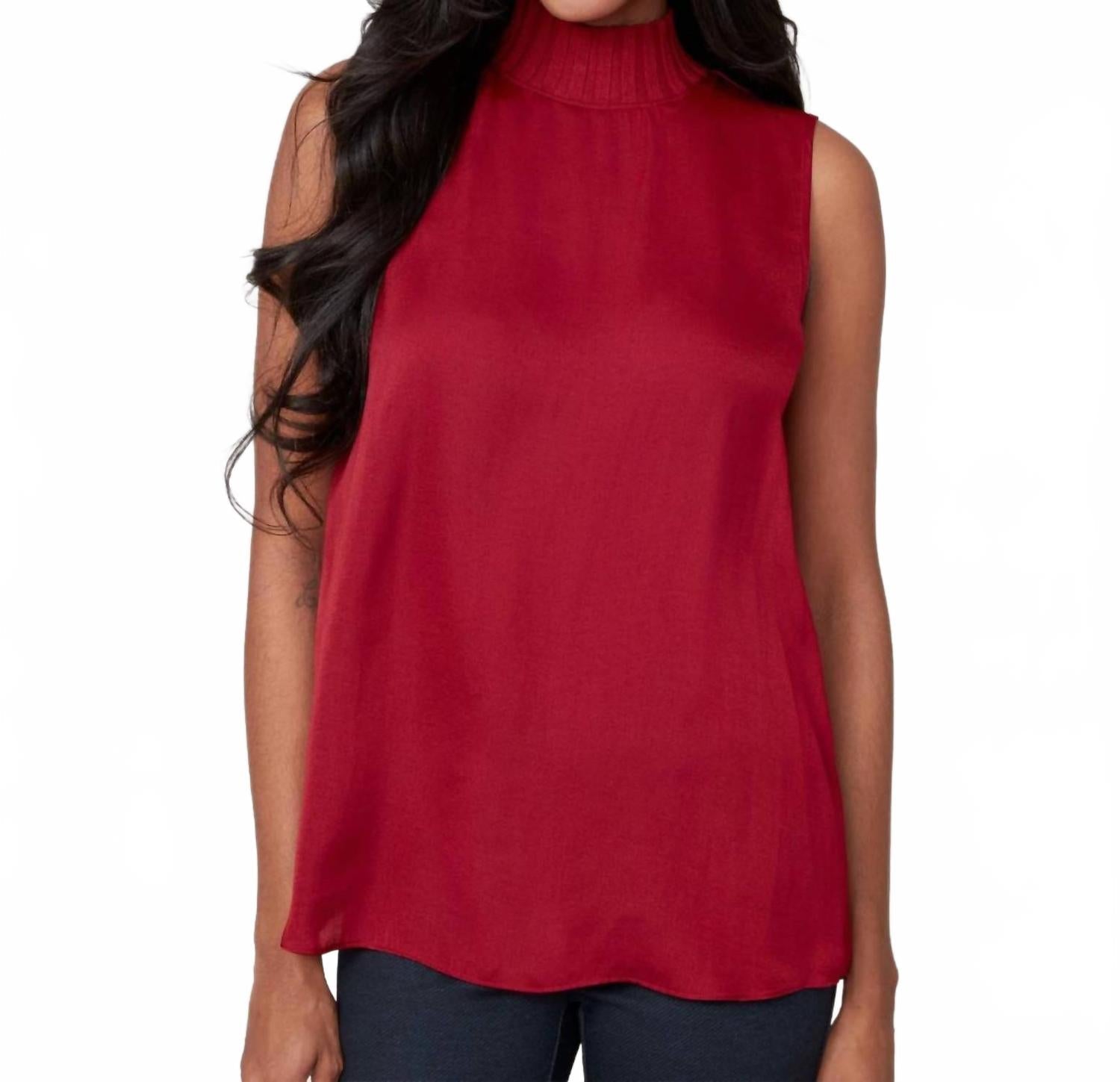 Sleeveless Mock Neck Top In Porto
