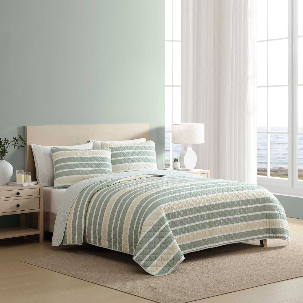 Nautica Varadero Stripe Green Twin Quilt Set