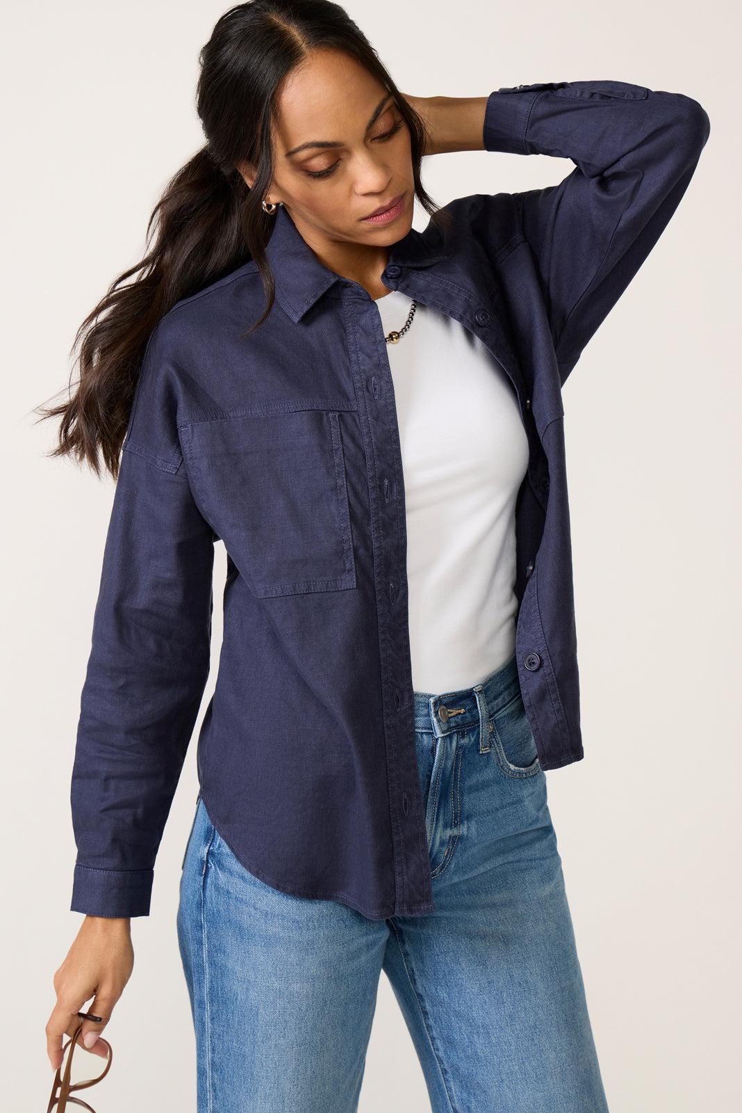 Women's Frankie Stretch Linen Long Shacket