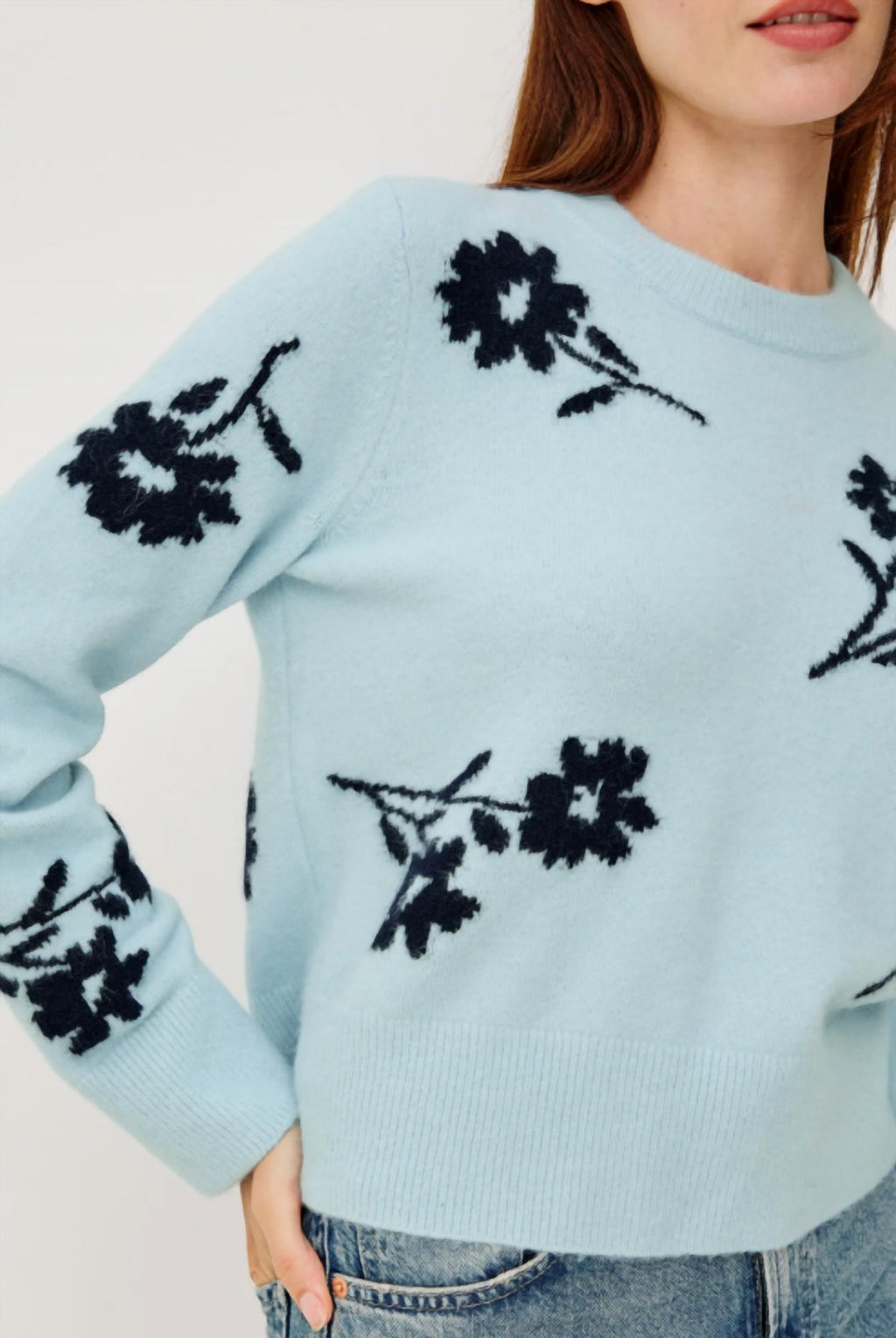 Anise Sweater In Winter Blue Floral
