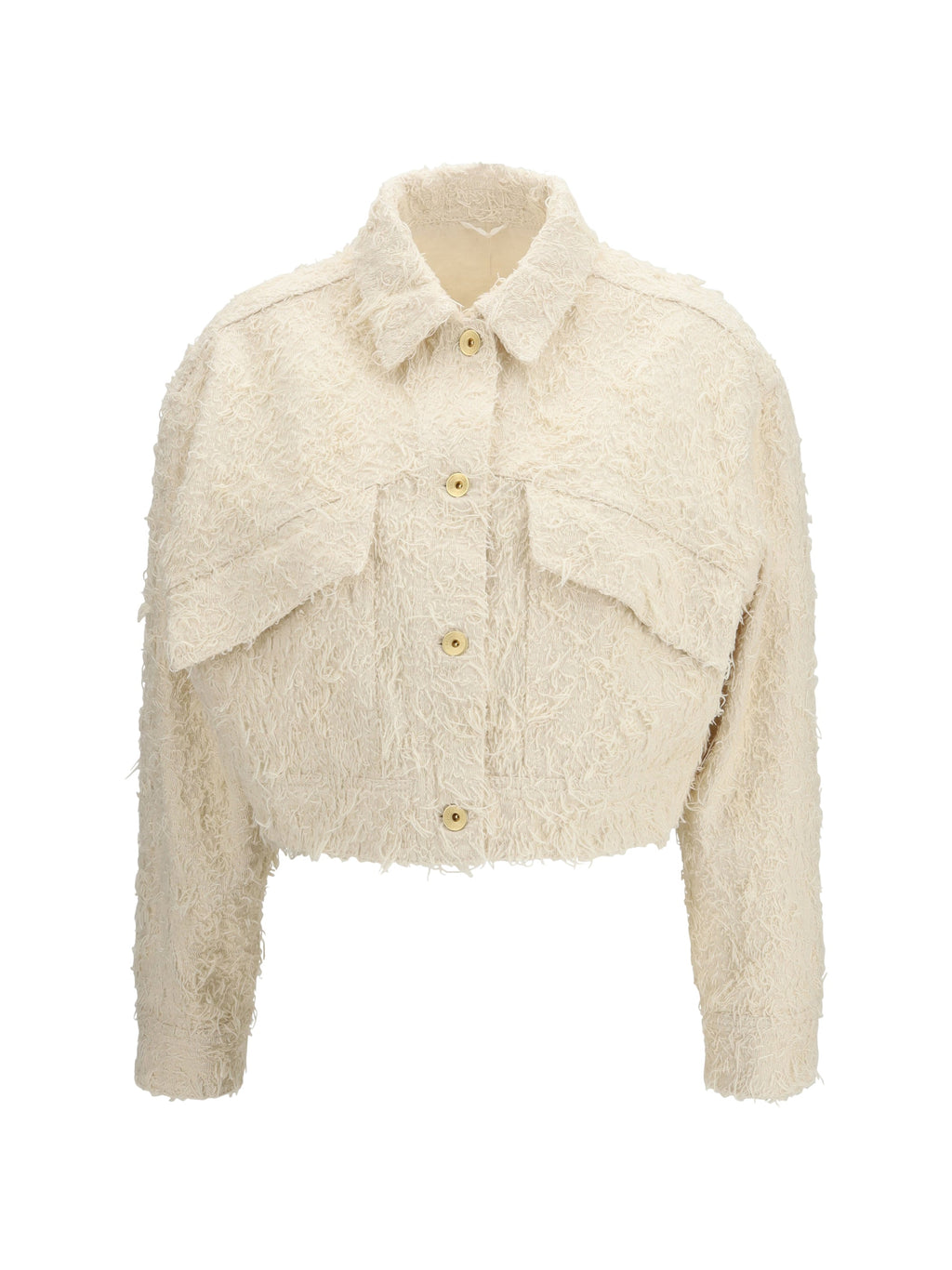Brunello Cucinelli Women Fuzzy Dyed Denim Outerwear Jacket With Monili