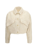 Brunello Cucinelli Women Fuzzy Dyed Denim Outerwear Jacket With Monili