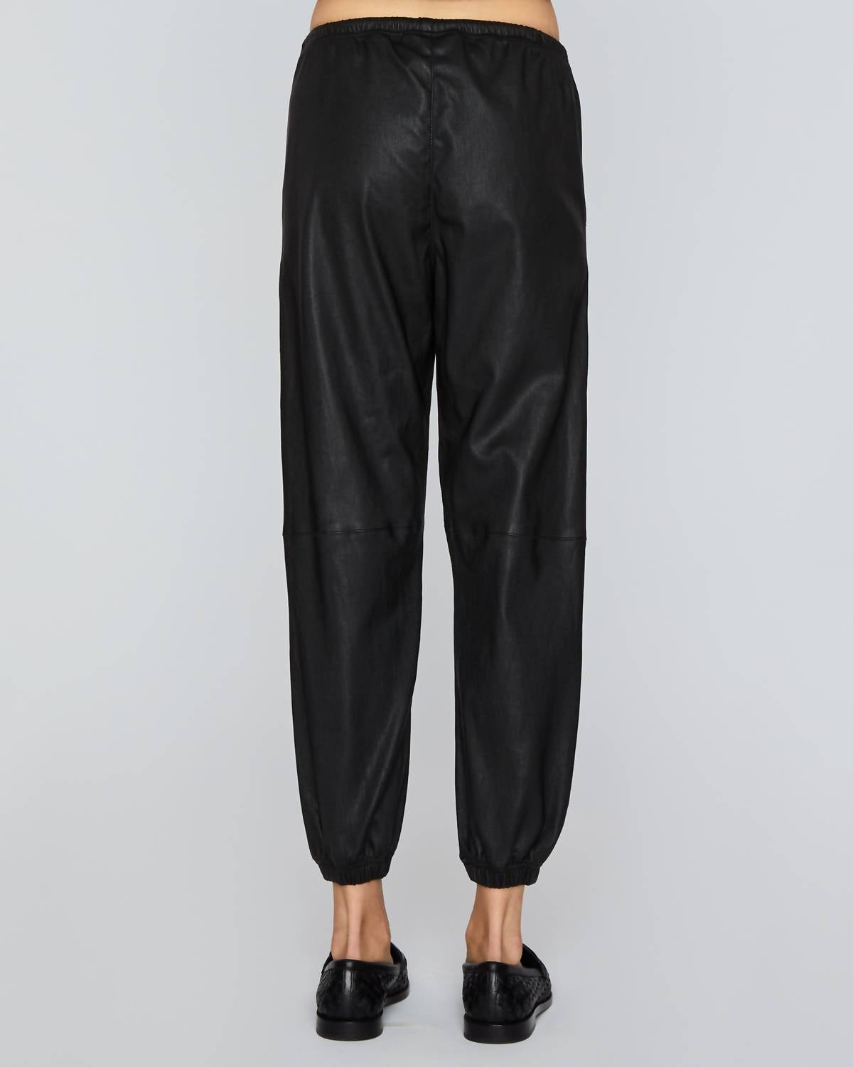 Leather High-Rise Sweatpants In Black