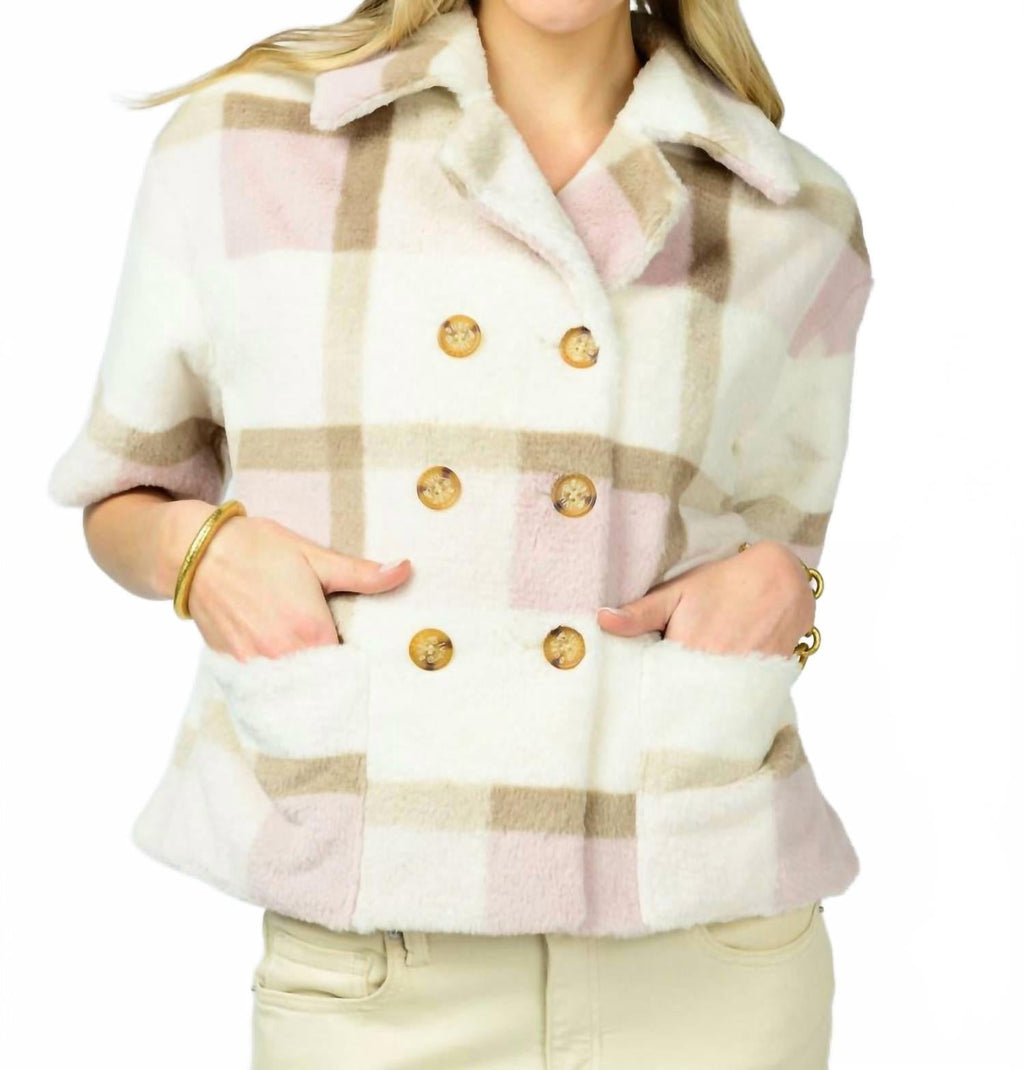 Double Button Fur Jacket In Ivory