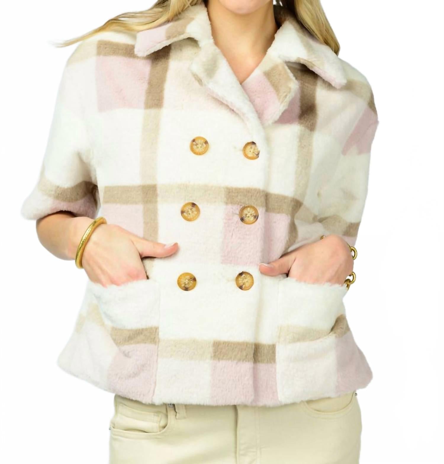 Double Button Fur Jacket In Ivory