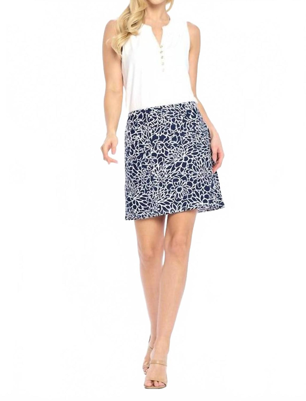 Tessa Flamingo Skort In Navy/white