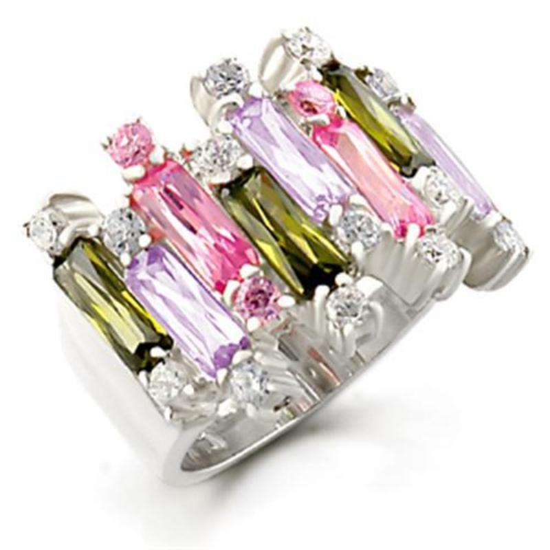 Kora Cocktail Ring - 925 Sterling Silver, AAA CZ , Multi Color