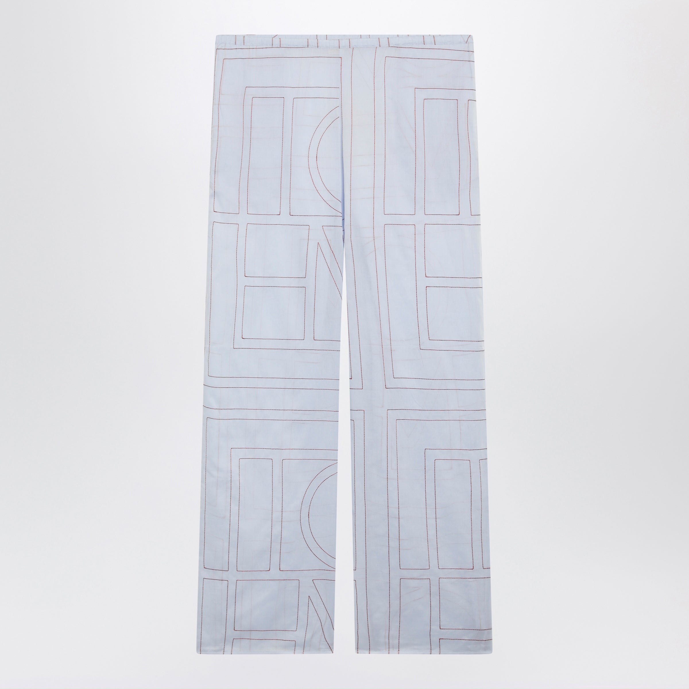 Toteme Monogram Pajama Trousers In Light Blue Cotton Blend Women