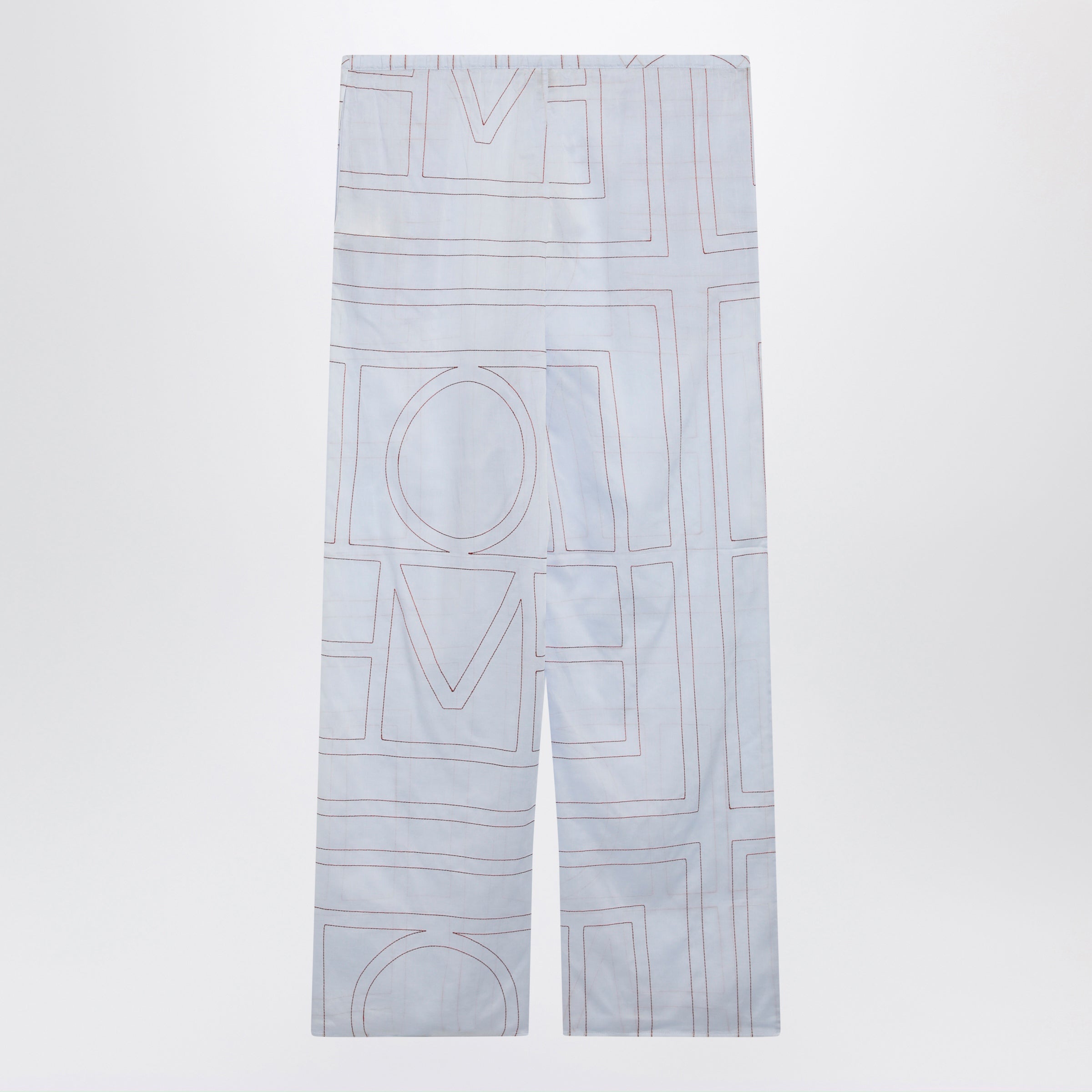 Toteme Monogram Pajama Trousers In Light Blue Cotton Blend Women