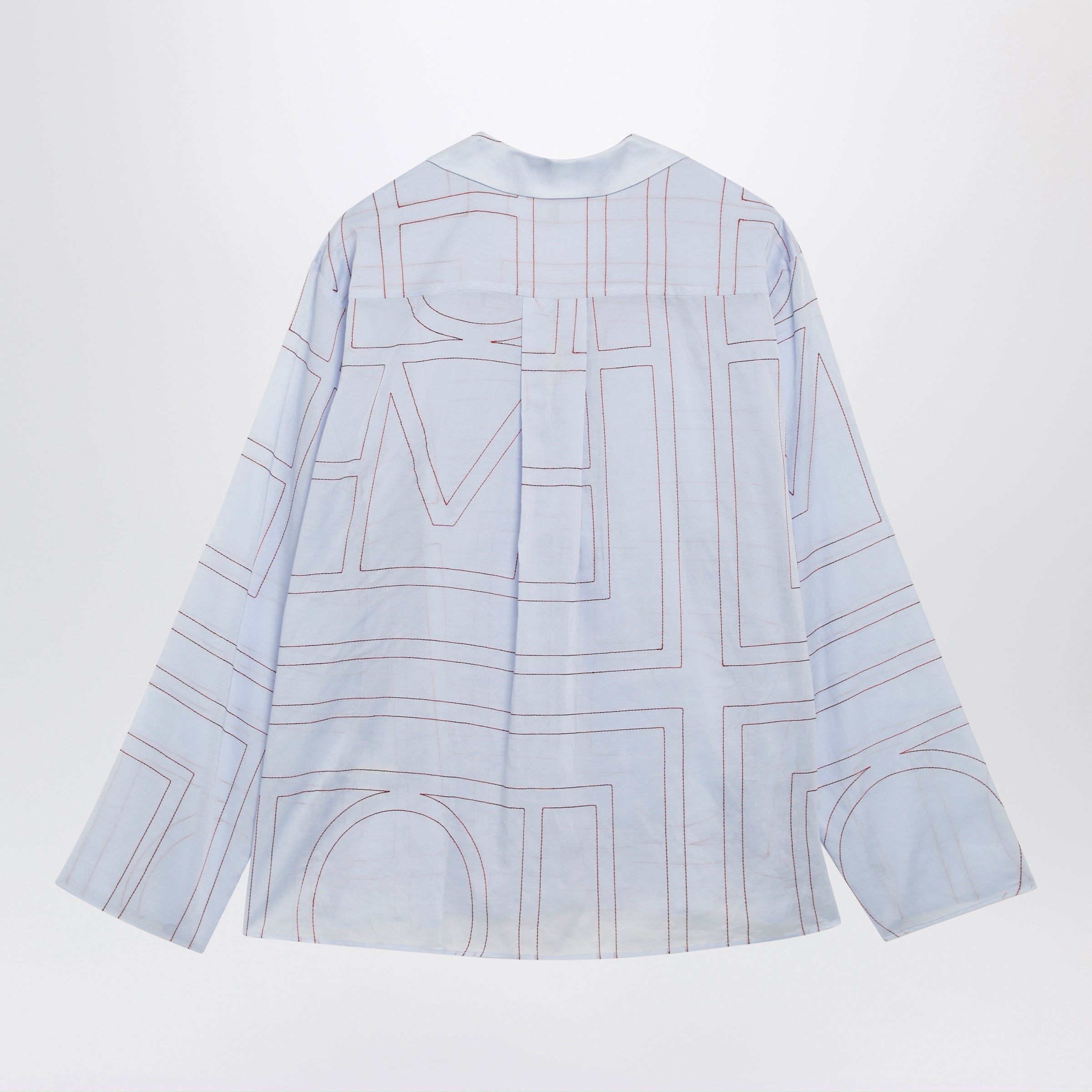 Toteme Light Blue Monogram Pajama Shirt In Cotton Blend Women