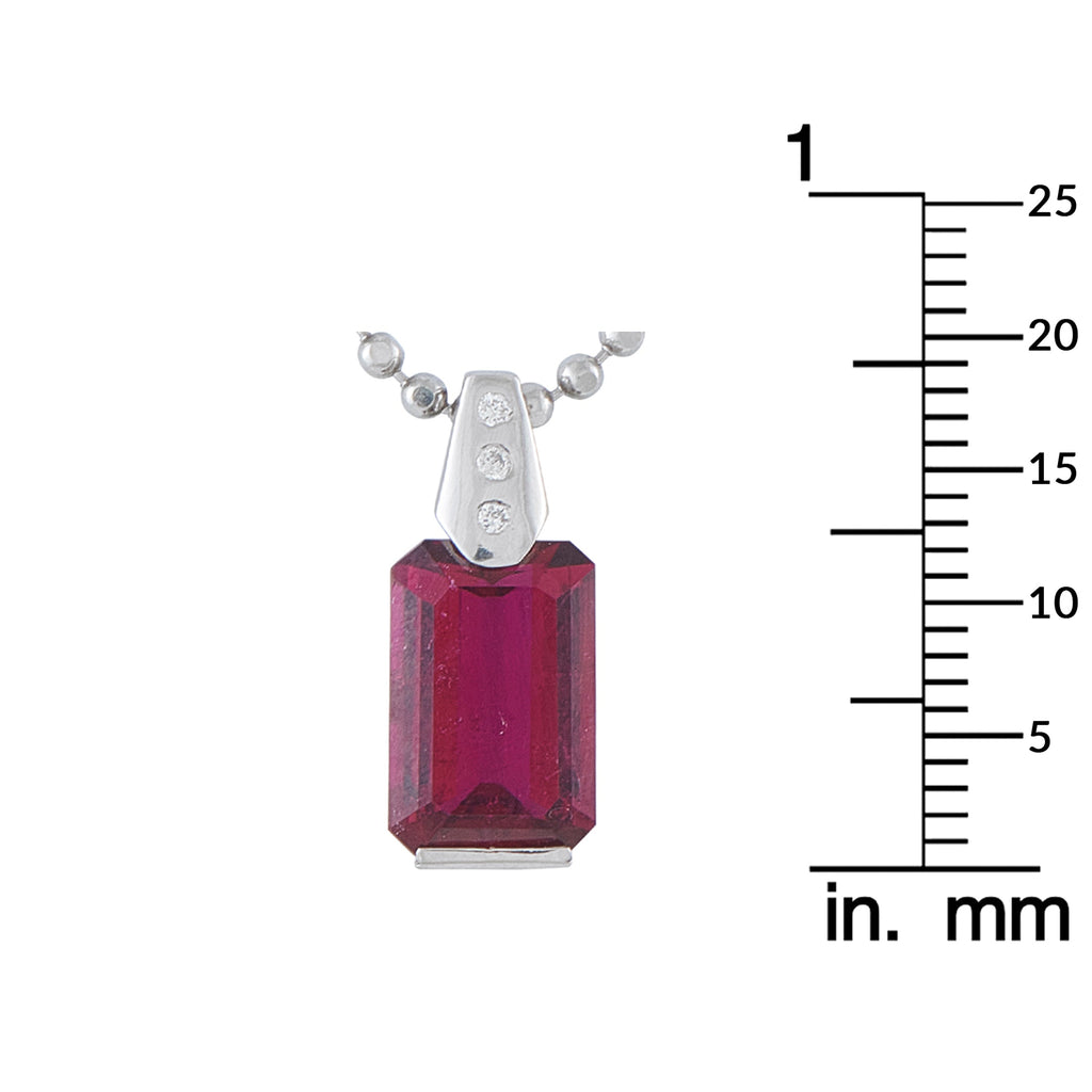 LB Exclusive Platinum 0.04ct Diamond and Tourmaline Pendant Necklace MF05-041426