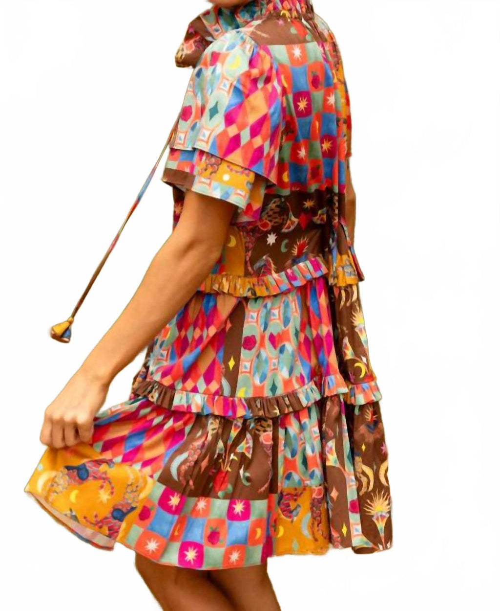 Hallie Ruffle Hem Dress In Triple Crown Equestrian