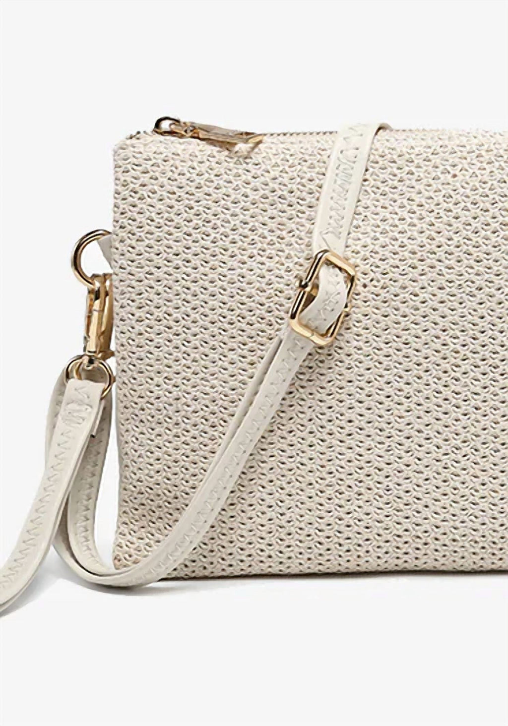 Women's Izzy Vegan Straw Crossbody Handbag In Off White