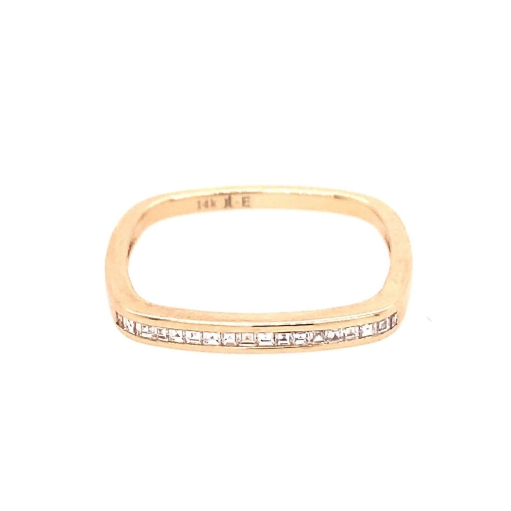 Women's Diamond Square Stacking Ring In Yellow Gold