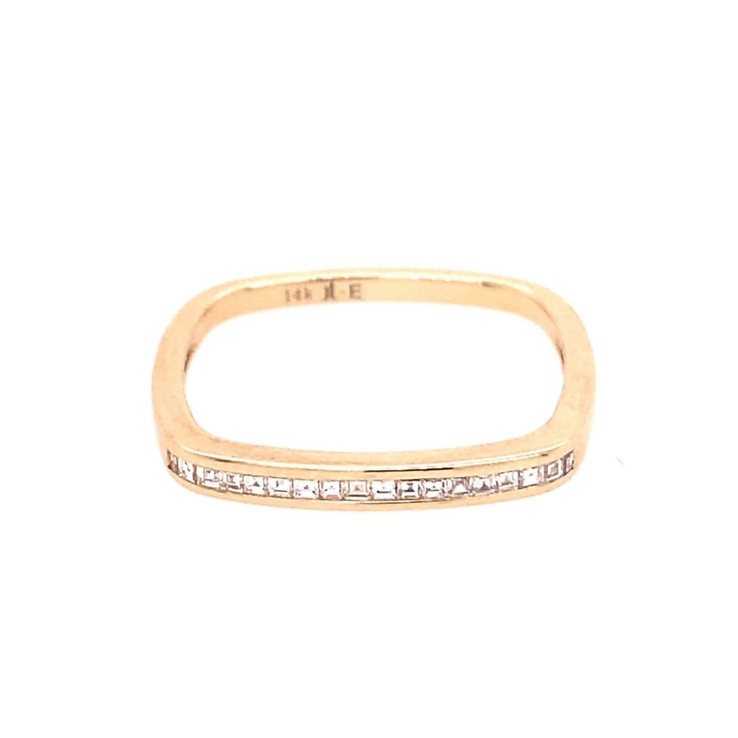 Women's Diamond Square Stacking Ring In Yellow Gold