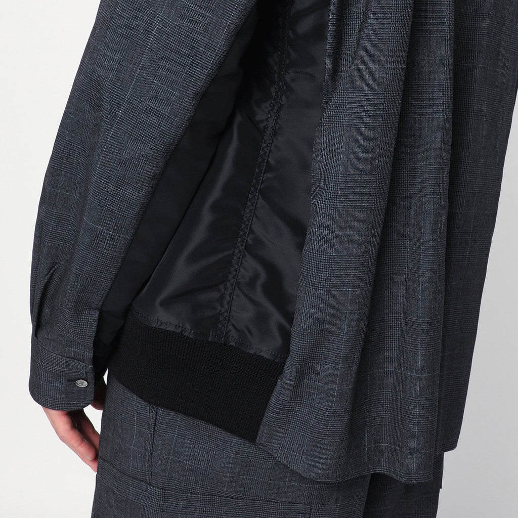 Sacai Gray Plaid Wool Shirt Jacket Men