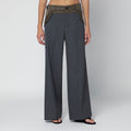 Sacai Grey/Khaki Pinstripe Bi-Material Trousers Women