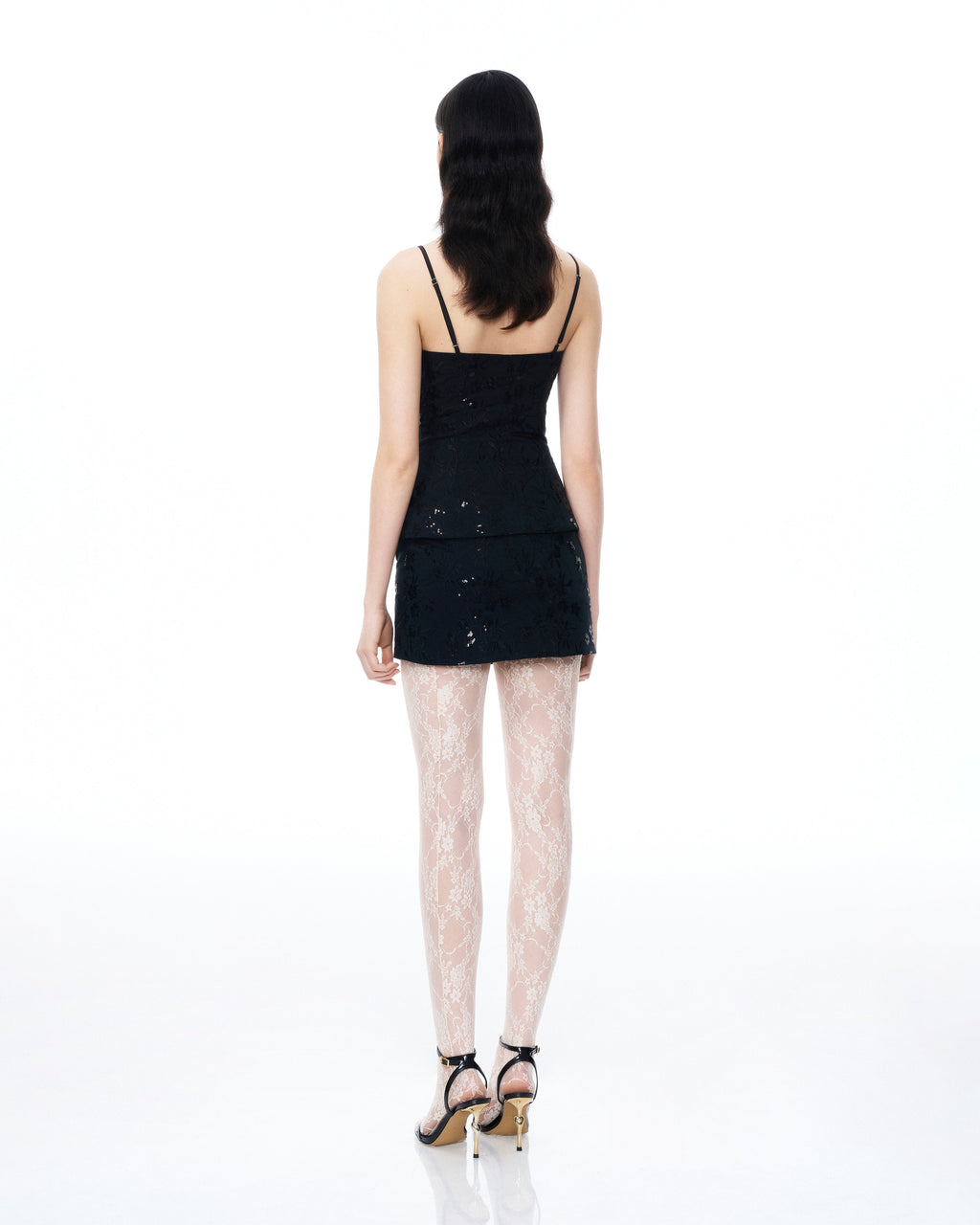 Seilena 3D Floral Sequin Mini Suits - Black