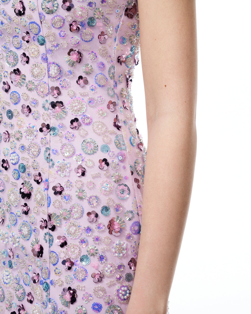 Esme Floral Sequin Embroidered Mini Dress - Purple