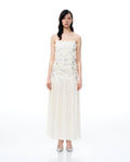 Galadriel 3D Floral Sequin Maxi Dress - White