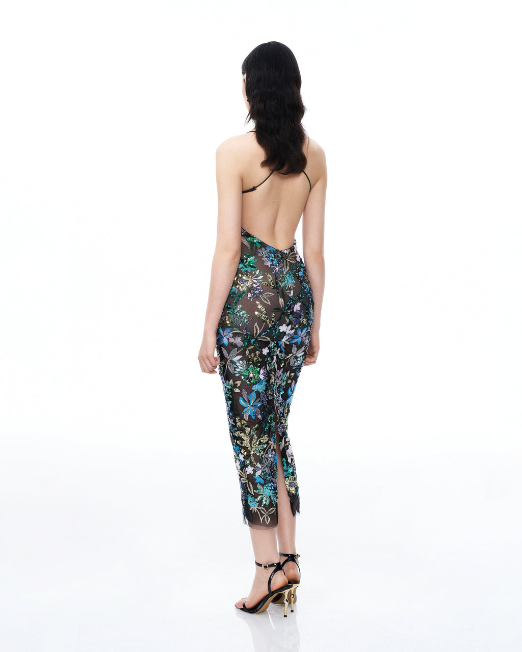 Isadora Floral Sequin Dress - Black Multi