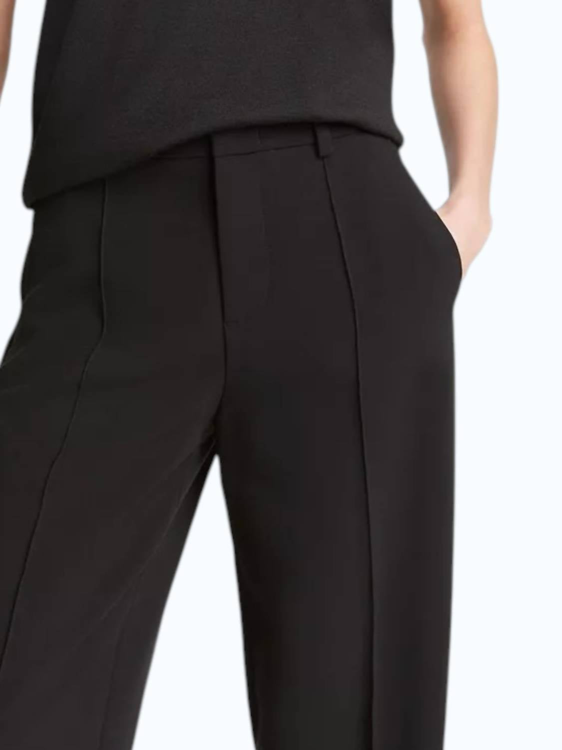 Pintuck Wide Leg Pant In Black
