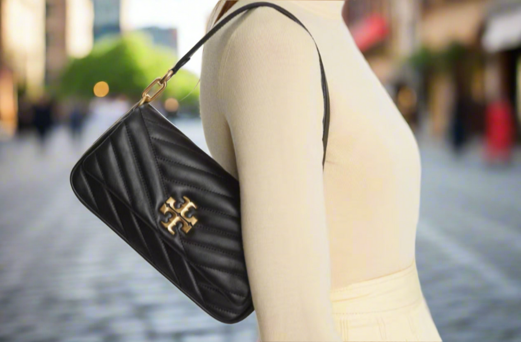 NWT Tory Burch Kira Chevron Small Flap Leather Shoulder Bag Black with Dust Bag