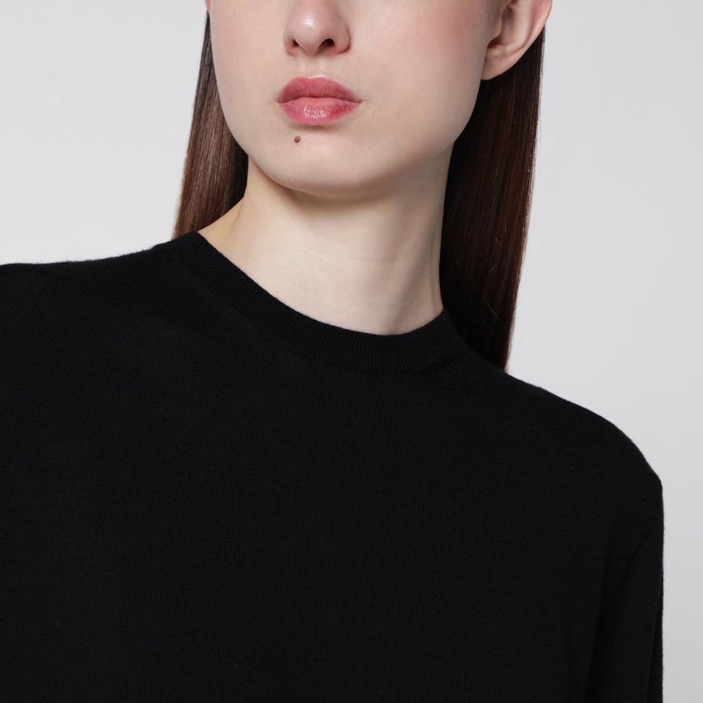 Toteme Bewn Fine Crewneck Sweater In Wool And Silk, Black Women