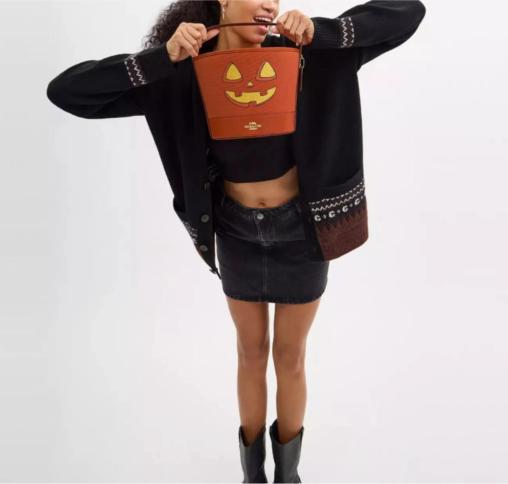 NWT Coach Trick Or Treat Bucket With Halloween Pumpkin
