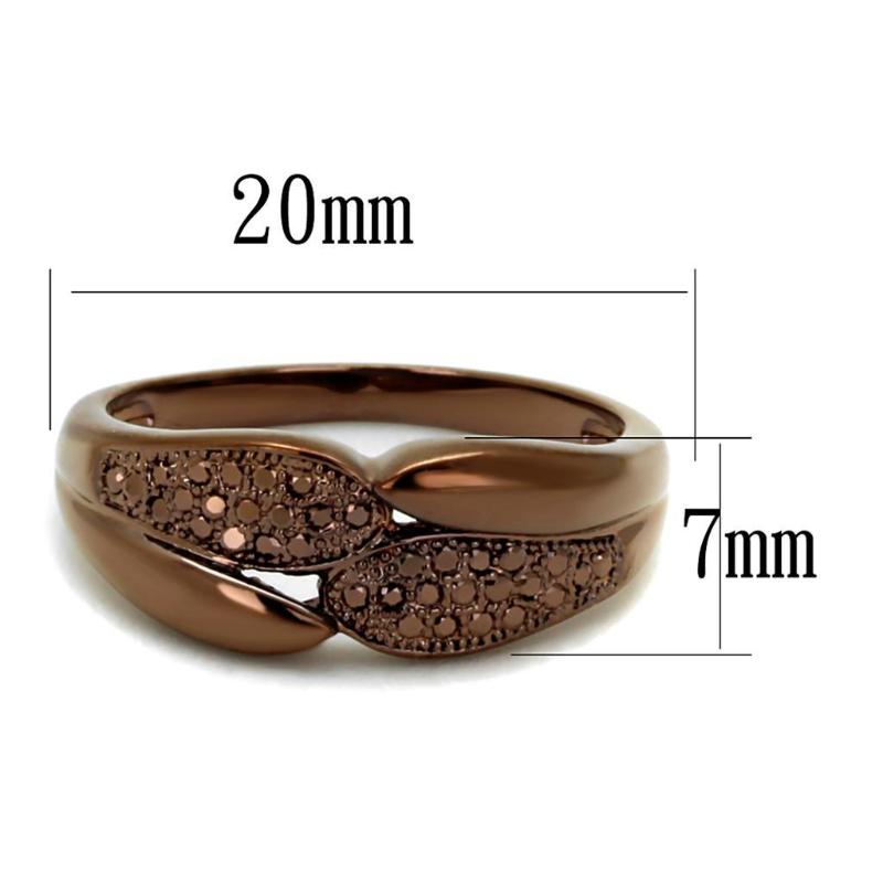 IP Coffee light Brass Ring with AAA Grade CZ in Light Coffee