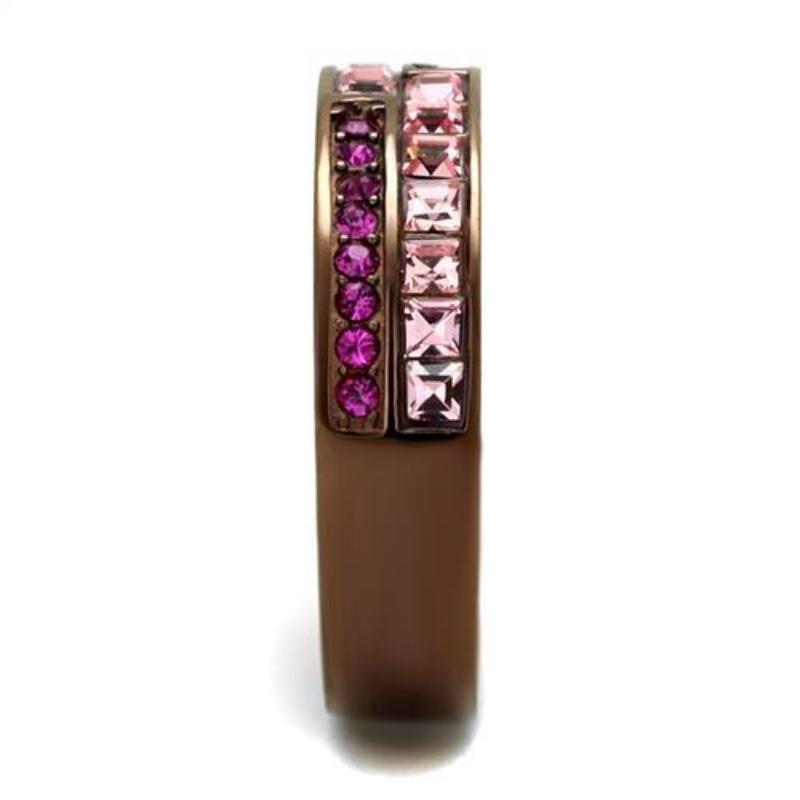 IP Coffee light Stainless Steel Ring with Top Grade Crystal in Multi Color