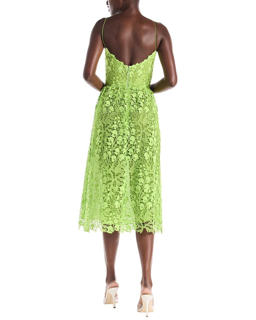 Monique Lhuillier Spaghetti Strap Lace Silk-Lined Dress