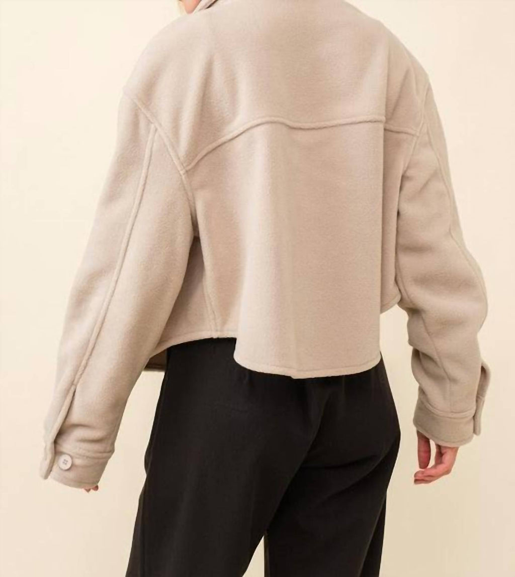 Fleece Pocket Jacket In Beige