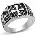 High polished (no plating) Stainless Steel Ring with Epoxy in Jet