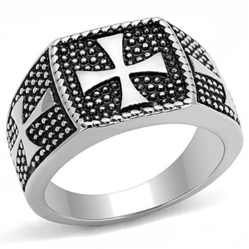 High polished (no plating) Stainless Steel Ring with Epoxy in Jet