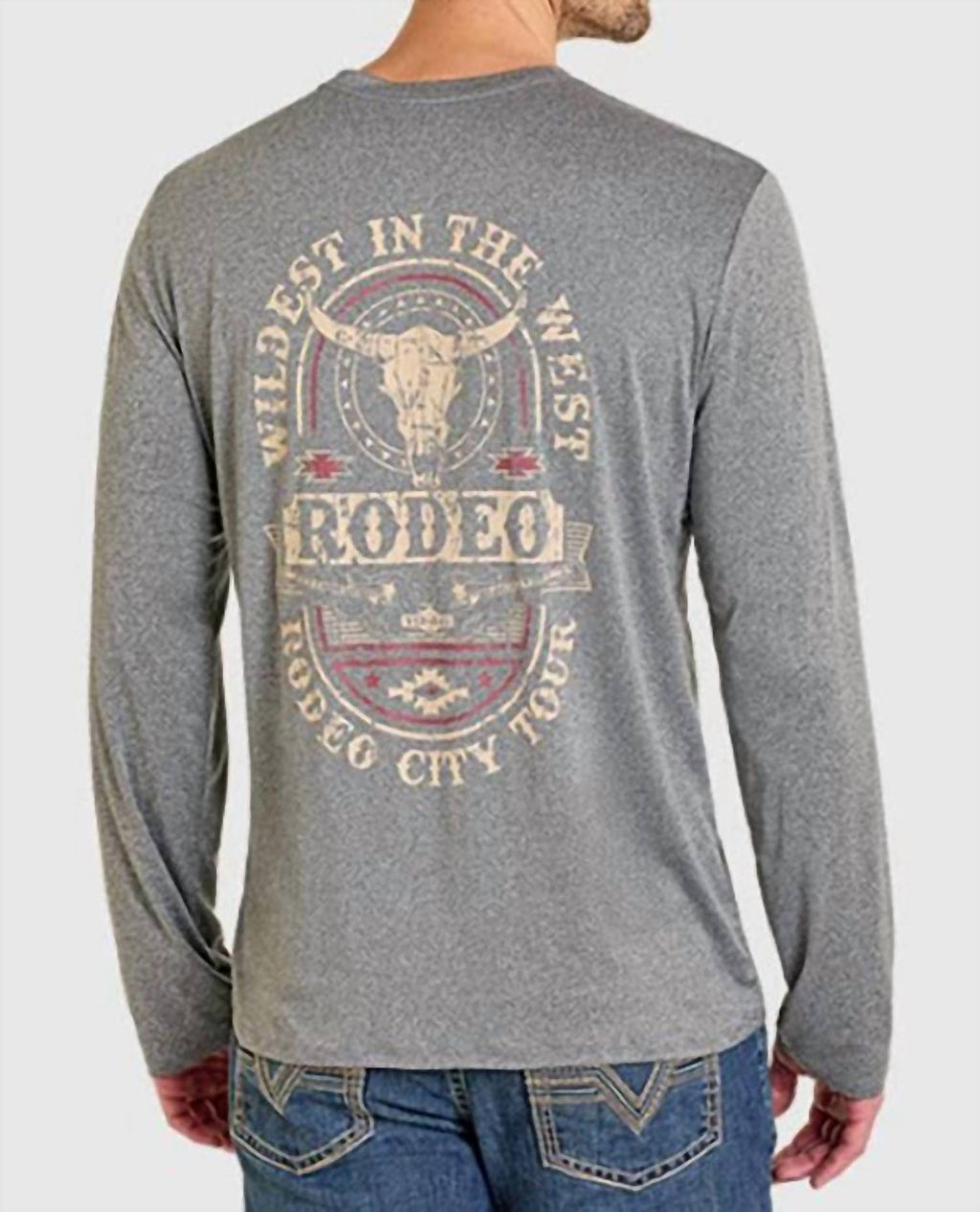 Men's Performance Long Sleeve Graphic Top In Charcoal