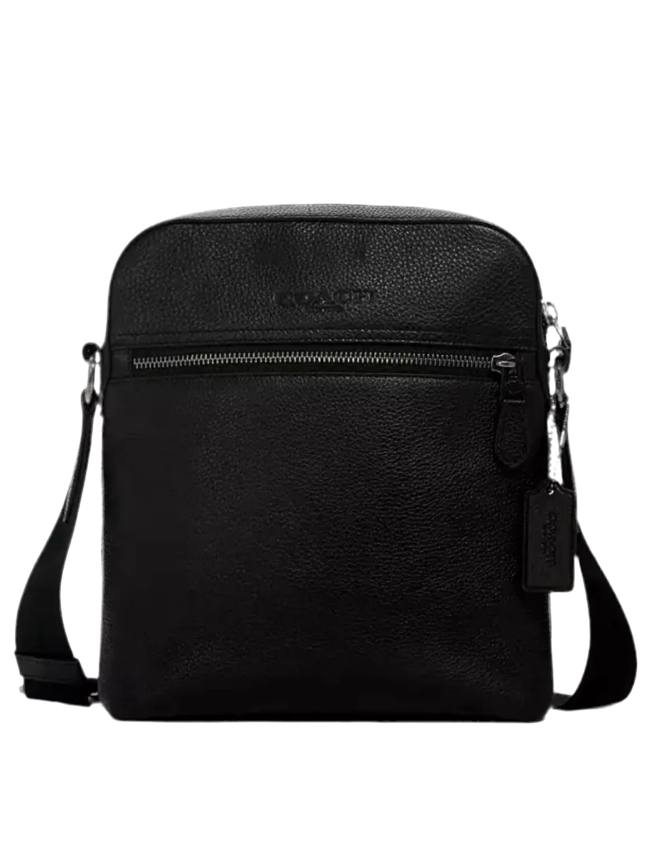 NWT Coach Men's Houston Flight Bag In Refined Pebble Leather In Black
