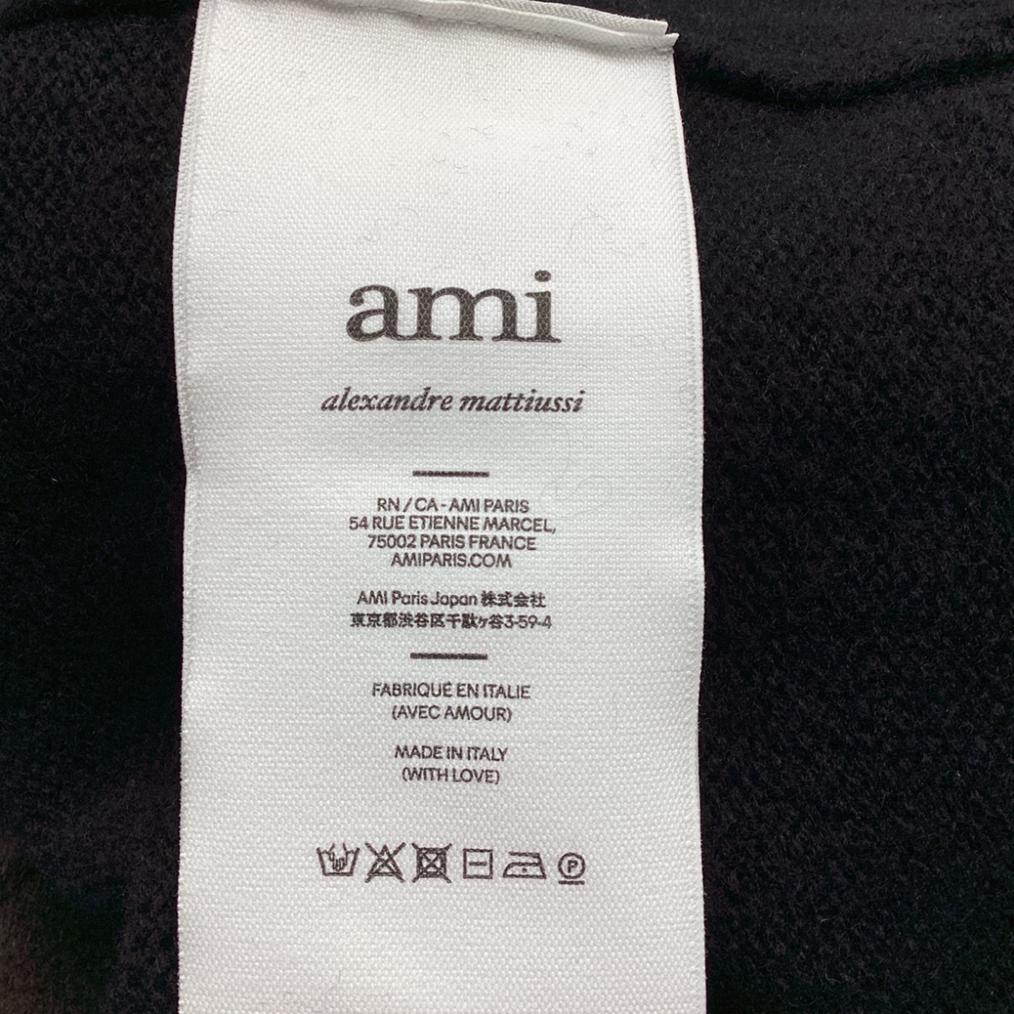 AMI Paris Cropped Cardigan in Black Merino Wool